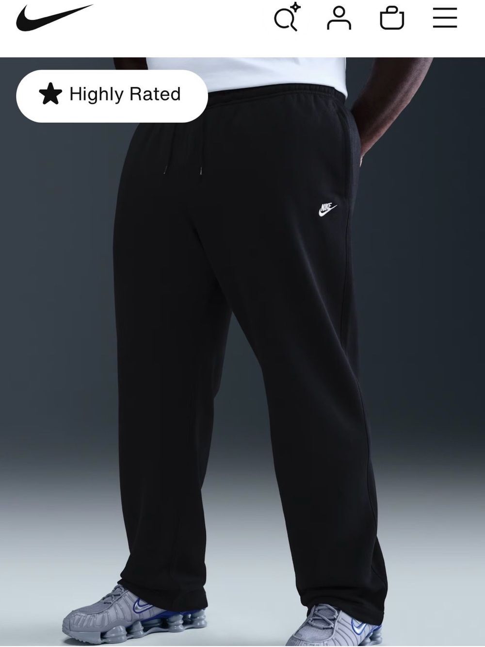 Nike Men's Open-Hem Cotton, Fleece Black Pants in XXL